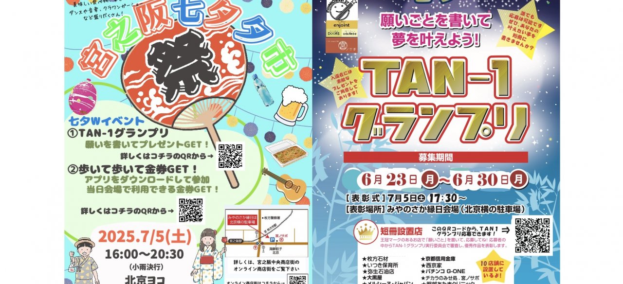 7月５日（土）16:00~20:30 宮之阪七夕夕市2025　全体概要